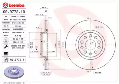 Тормозной диск 09.9772.10 BREMBO Тормозной диск 09.9772.10 BREMBO